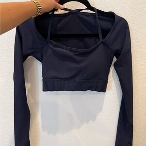 Amazon Navy Blue Long Sleeve Crop Top
